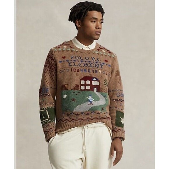 Polo Ralph Lauren Element Wool Sweater Mens size 2XL Brown NWT Rare - Picture 5 of 6